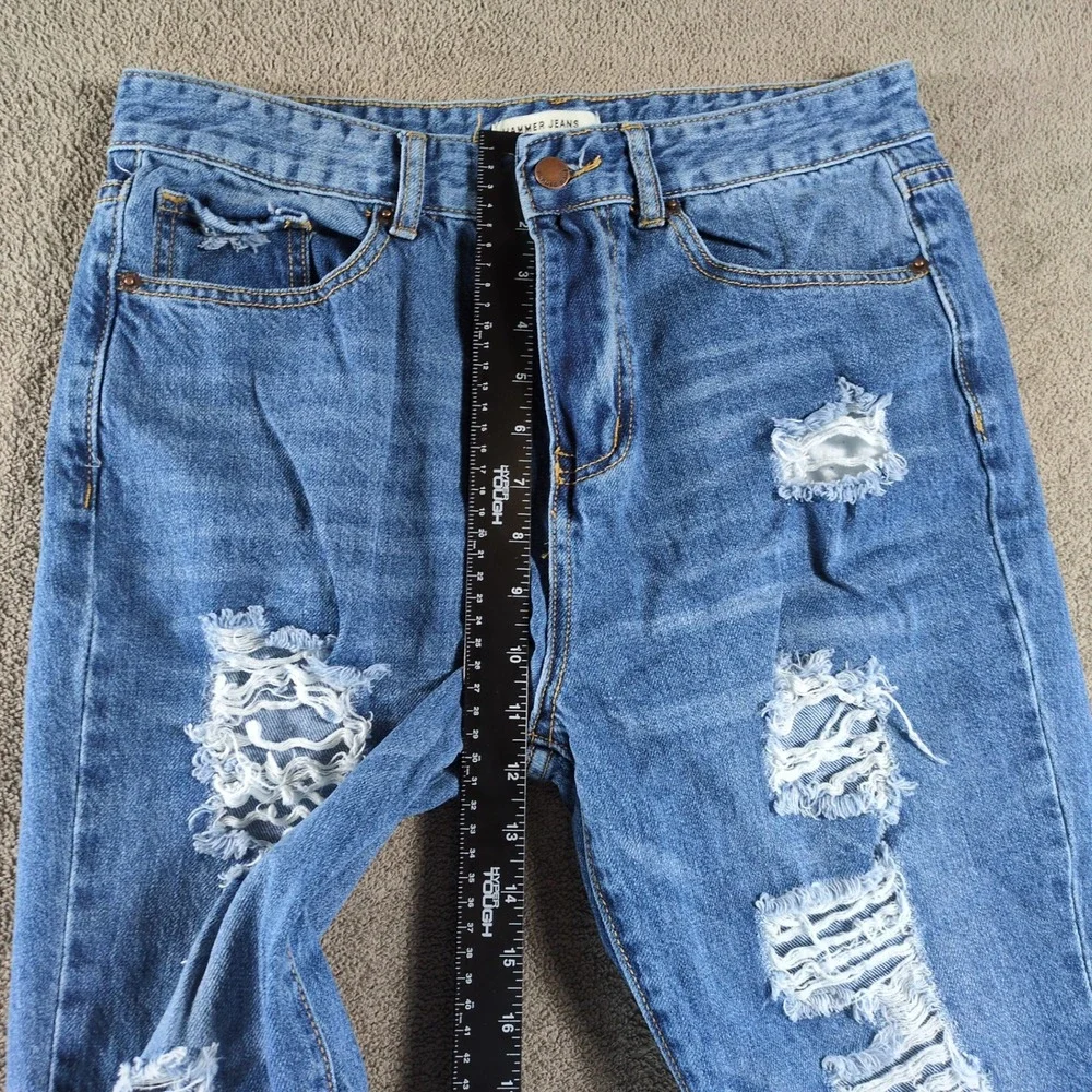 HAMMER JEANS Women Distressed Ripped Blue Denim Straight Leg Jeans Size‎ 9